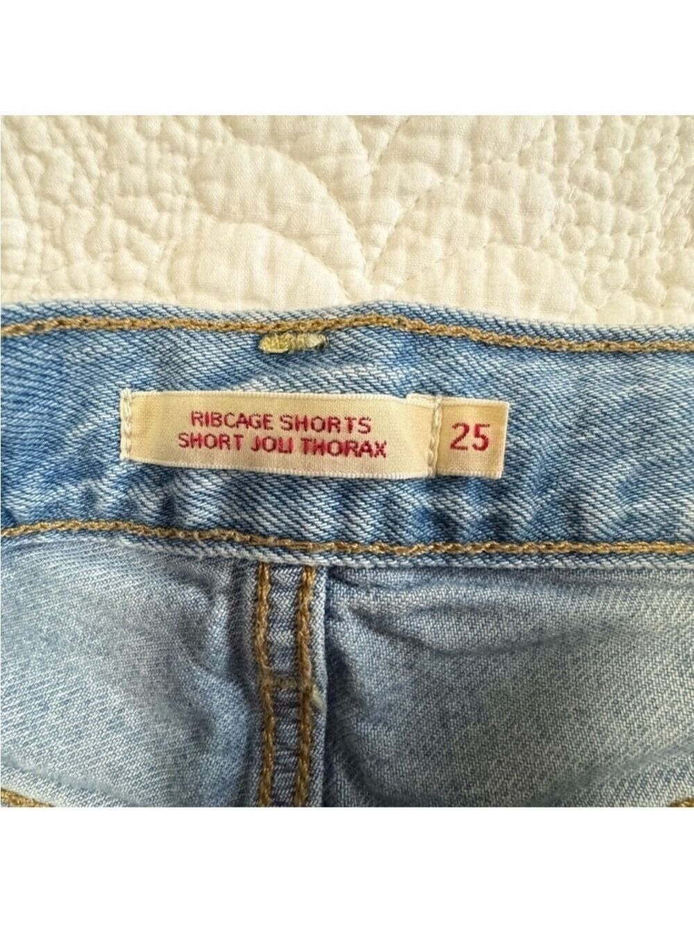 Levi's RIBCAGE SHOR, Blue Jean Shorts High-Waisted Frayed Hem, PREMIUM - Picture 5 of 12